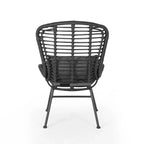 GDFStudio Cowan Outdoor Wicker and Glass 3 Piece Chat Set with Cushions, Gray, Dark Gray, and Black