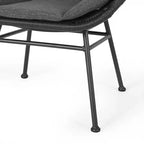 GDFStudio Cowan Outdoor Wicker and Glass 3 Piece Chat Set with Cushions, Gray, Dark Gray, and Black