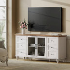 Meuble TV WAMPAT style ferme avec portes vitrées, pour téléviseurs jusqu'à 110 pouces, meuble de rangement moderne