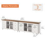 Meuble TV WAMPAT style ferme avec portes vitrées, pour téléviseurs jusqu'à 110 pouces, meuble de rangement moderne