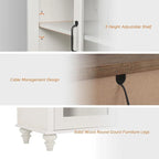 Meuble TV WAMPAT style ferme avec portes vitrées, pour téléviseurs jusqu'à 110 pouces, meuble de rangement moderne