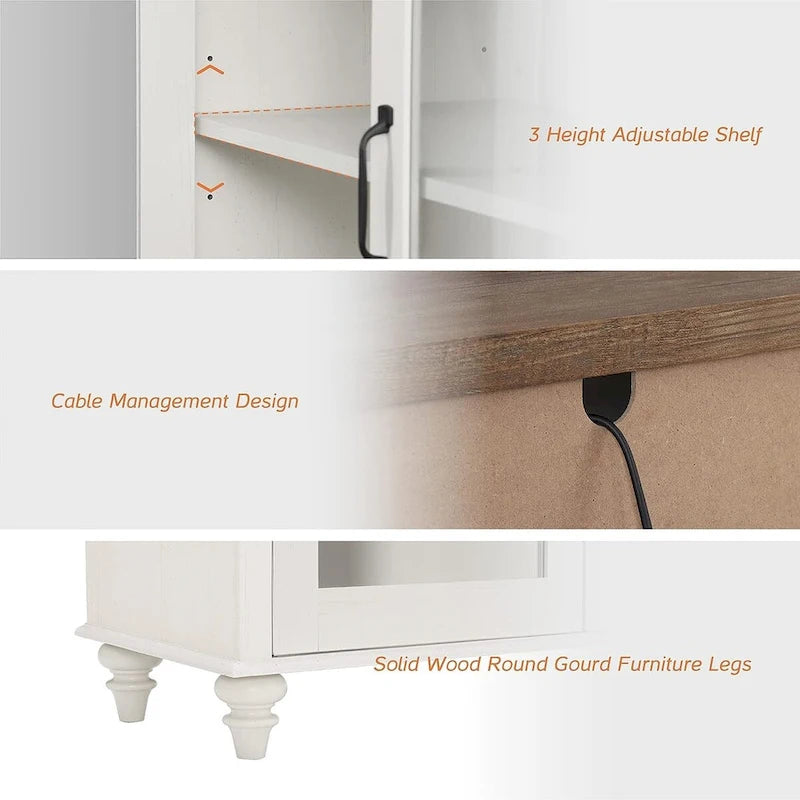Meuble TV WAMPAT style ferme avec portes vitrées, pour téléviseurs jusqu'à 110 pouces, meuble de rangement moderne