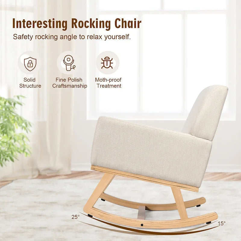 Gymax Set of 2 Mid Century Fabric Lounge Chair Upholstered Accent