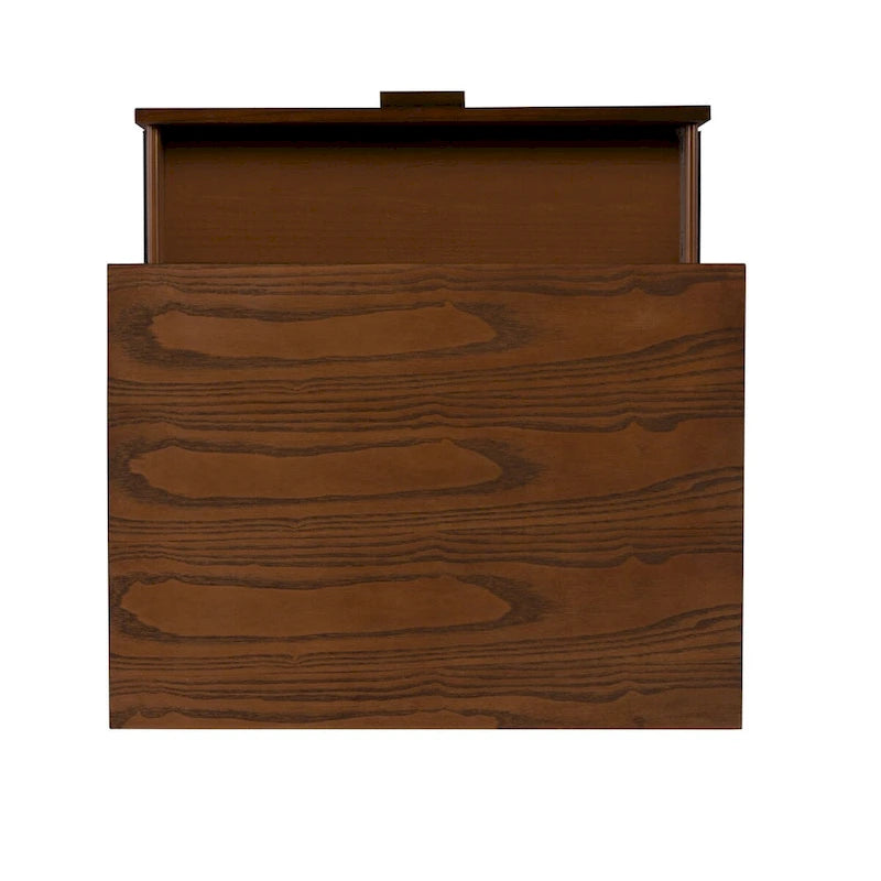 Table de chevet à un tiroir, marron, avec poignées en bronze, 27 po.