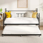 VECELO Classic Open Frame Metal Daybed with Trundle,Twin Size