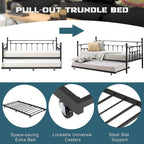 VECELO Classic Open Frame Metal Daybed with Trundle,Twin Size