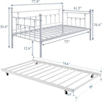 VECELO Classic Open Frame Metal Daybed with Trundle,Twin Size