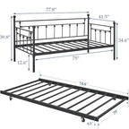 VECELO Classic Open Frame Metal Daybed with Trundle,Twin Size