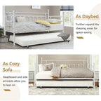 VECELO Classic Open Frame Metal Daybed with Trundle,Twin Size