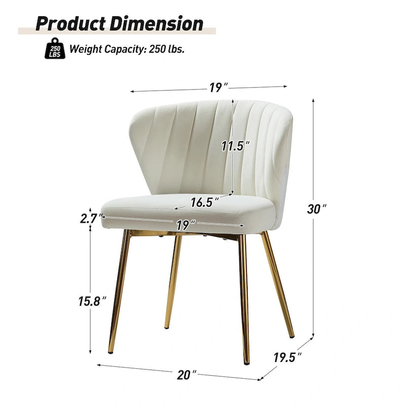 Chaise d'appoint Barbara avec piètement en métal (lot de 4) par HULALA HOME
