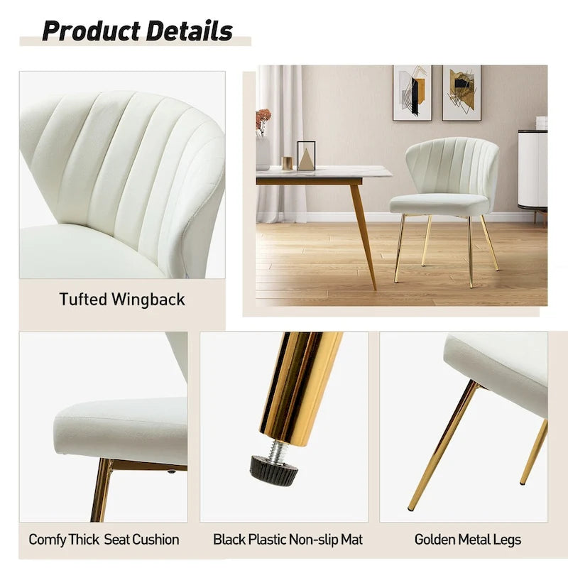 Chaise d'appoint Barbara avec piètement en métal (lot de 4) par HULALA HOME