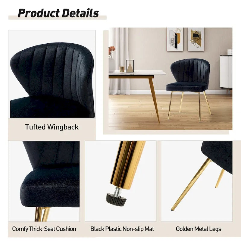 Chaise d'appoint Barbara avec piètement en métal (lot de 4) par HULALA HOME