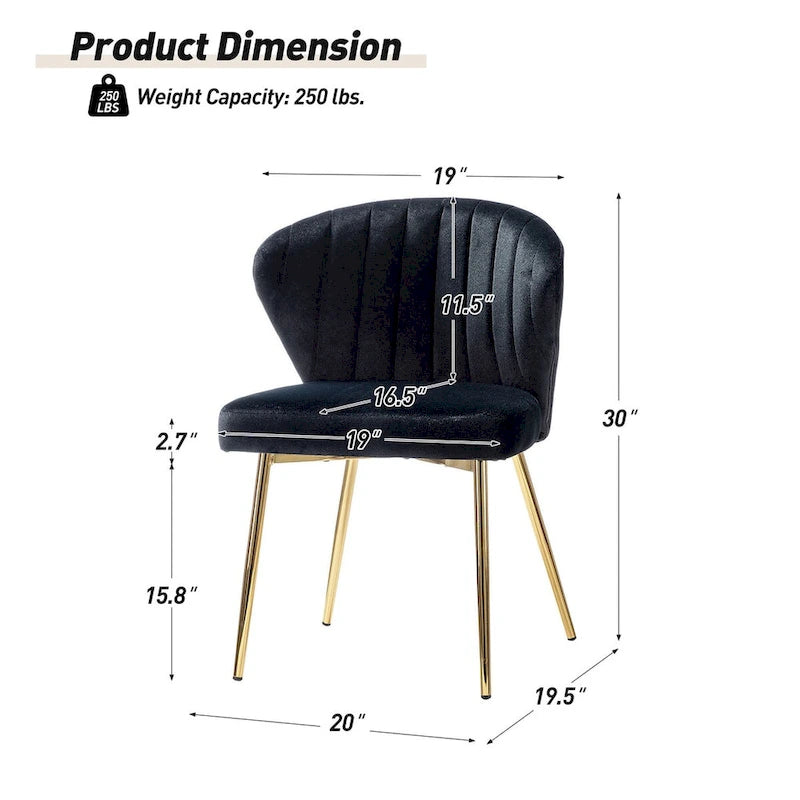 Chaise d'appoint Barbara avec piètement en métal (lot de 4) par HULALA HOME