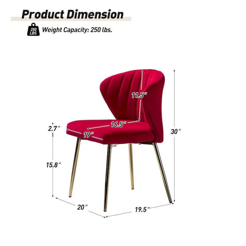 Chaise d'appoint Barbara avec piètement en métal (lot de 4) par HULALA HOME