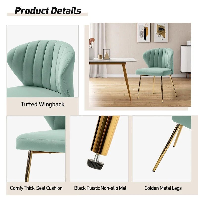 Chaise d'appoint Barbara avec piètement en métal (lot de 4) par HULALA HOME