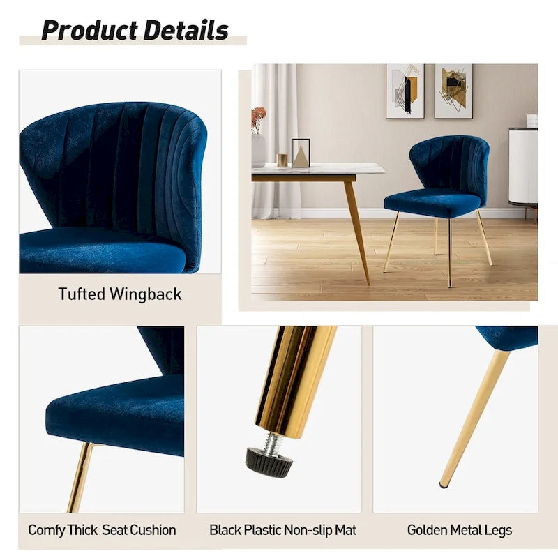 Chaise d'appoint Barbara avec piètement en métal (lot de 4) par HULALA HOME