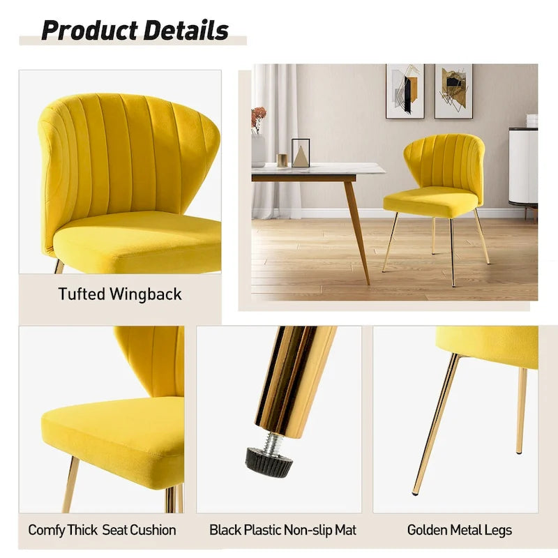 Chaise d'appoint Barbara avec piètement en métal (lot de 4) par HULALA HOME