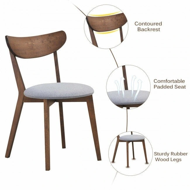 Set of 2 Dining Chair Upholstered Curved Back Side - 18 x 23 x 32 (L x W x H)
