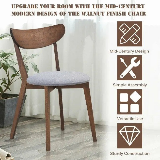 Set of 2 Dining Chair Upholstered Curved Back Side - 18 x 23 x 32 (L x W x H)