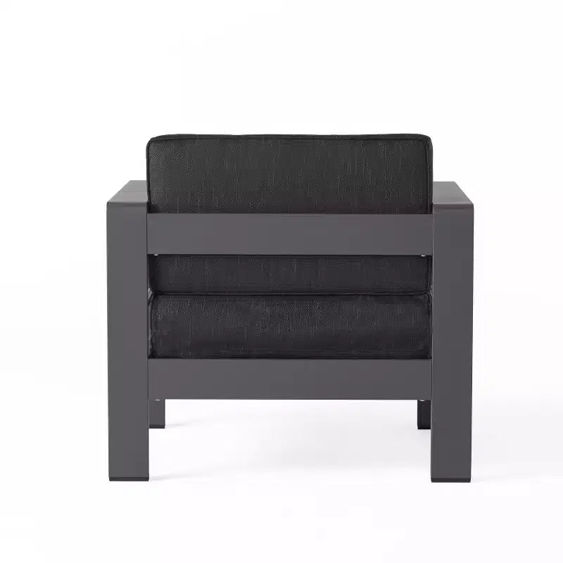 GDFStudio Wendy Outdoor Aluminum 4 Seater Chat Set with Cushions, Gray