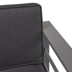 GDFStudio Wendy Outdoor Aluminum 4 Seater Chat Set with Cushions, Gray