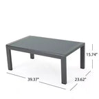GDFStudio Liam Outdoor Aluminum Loveseat and Coffee Table Set with Cushions, Gray/Dark Gray