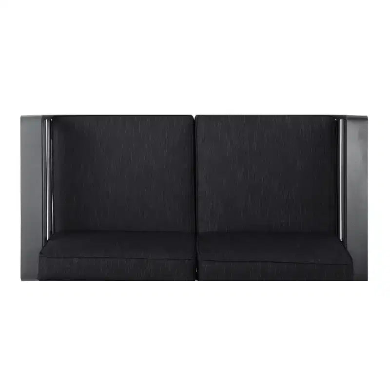 GDFStudio Liam Outdoor Aluminum Loveseat and Coffee Table Set with Cushions, Gray/Dark Gray