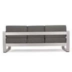 Ensemble de canapé de conversation GDFStudio Ava en aluminium et verre pour 6 personnes avec coussins, argent/gris