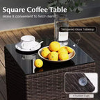 Costway 3 PCS Outdoor Conversation Set with Cushioned Seat & Tempered Glass Tabletop Beige/Black/Gray/Red/Navy