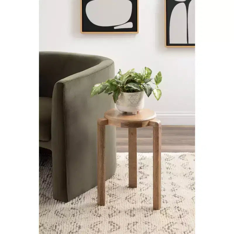 Kate and Laurel Stuart Wood Side Table, 14x14x20, Natural