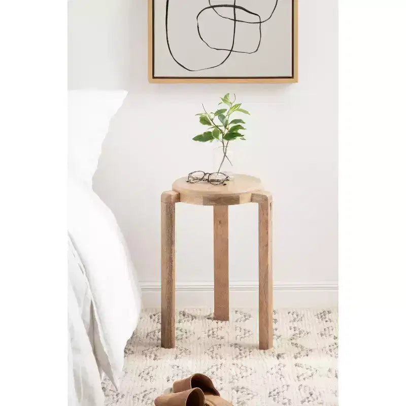 Kate and Laurel Stuart Wood Side Table, 14x14x20, Natural