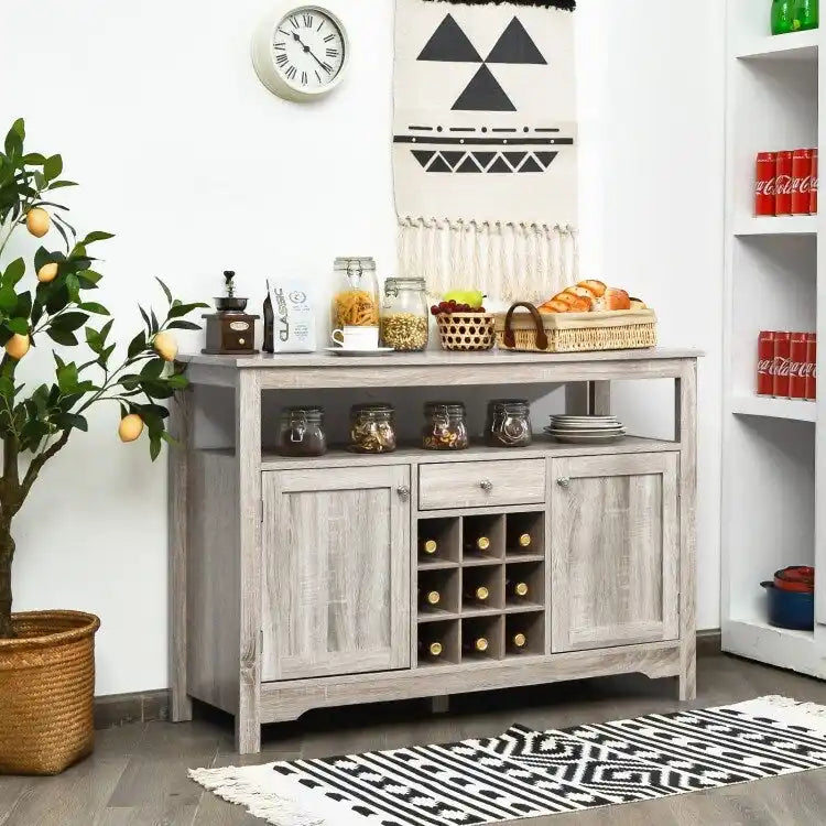 Transitional Buffet Server Sideboard with Wine Storage - 45.5 x 16 x 31.5 (L x W x H)