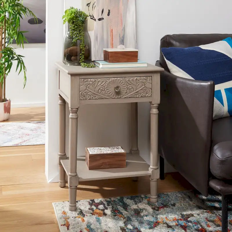 SAFAVIEH Heide Table d'appoint à 1 tiroir - 19 l x 15,8 P x 26 H - 19Lx16Px26H