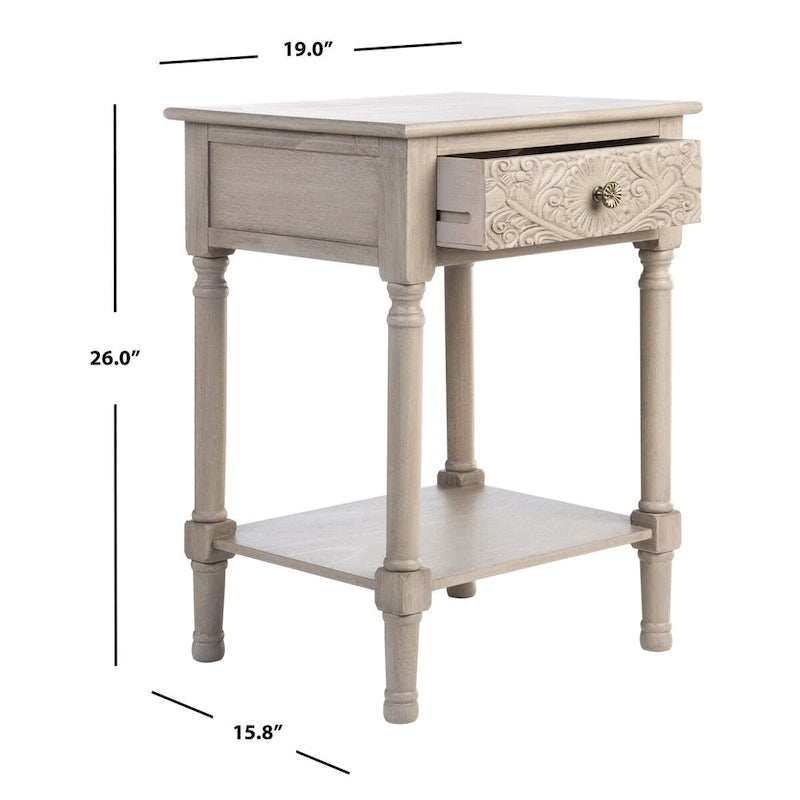 SAFAVIEH Heide Table d'appoint à 1 tiroir - 19 l x 15,8 P x 26 H - 19Lx16Px26H