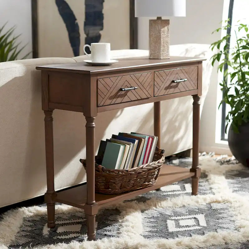 SAFAVIEH Eryka 2-Drawer Console Table - 35.5 W x 13 L x 29.5 H - 36Wx13Dx30H