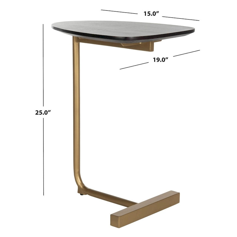 SAFAVIEH Marjorie Table d'appoint en C – Noir/Doré – 19 x 15 x 25 – 19L x 15P x 25H