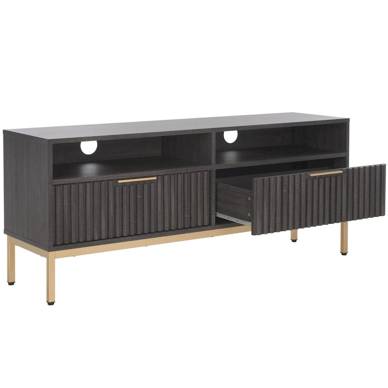 SAFAVIEH Alyse 2-Drawer 2-Shelf Entertainment Media Stand (Fits Up To 65 Flatscreen TV) - 60.4 In. x 15.6 In. x 24.8 In.