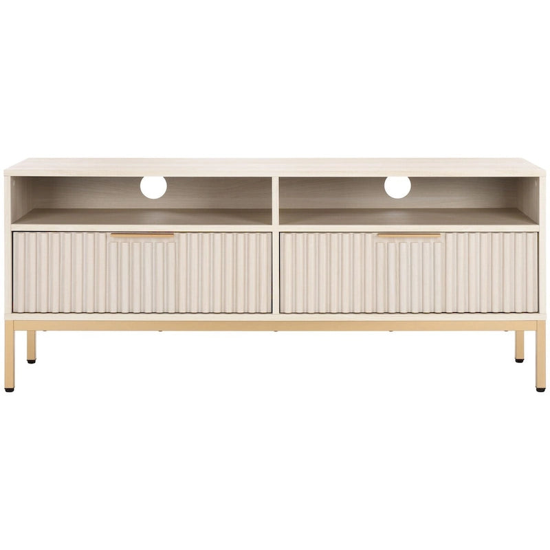 SAFAVIEH Alyse 2-Drawer 2-Shelf Entertainment Media Stand (Fits Up To 65 Flatscreen TV) - 60.4 In. x 15.6 In. x 24.8 In.