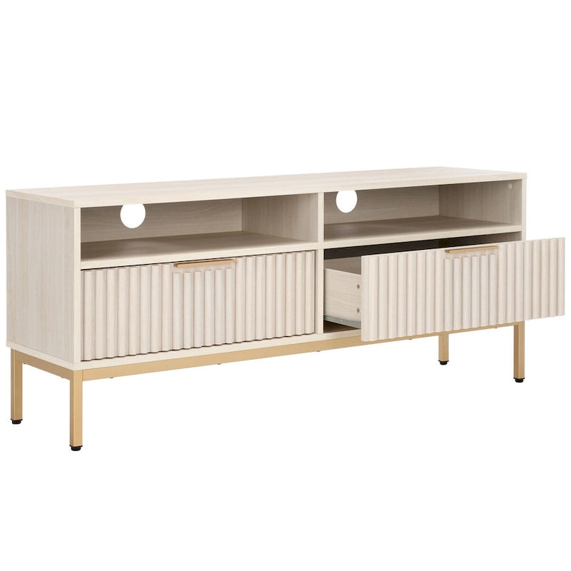 SAFAVIEH Alyse 2-Drawer 2-Shelf Entertainment Media Stand (Fits Up To 65 Flatscreen TV) - 60.4 In. x 15.6 In. x 24.8 In.