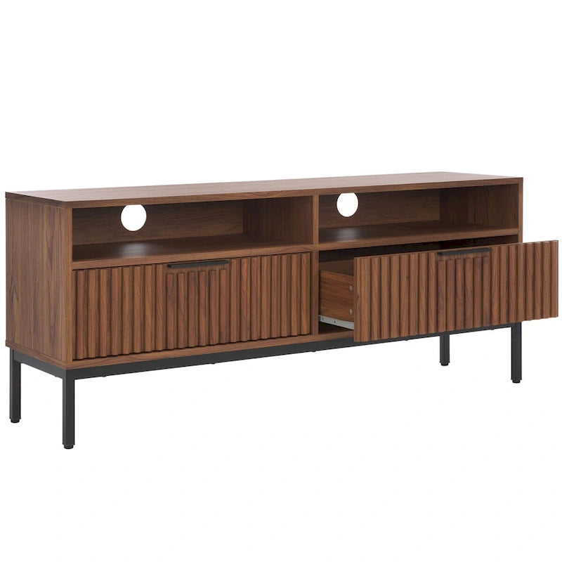 SAFAVIEH Alyse 2-Drawer 2-Shelf Entertainment Media Stand (Fits Up To 65 Flatscreen TV) - 60.4 In. x 15.6 In. x 24.8 In.