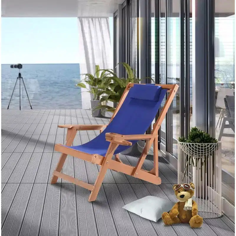 Chaise longue pliante Jiallo Romantic Collection avec porte-gobelet, support pour bouteille de vin et ottoman