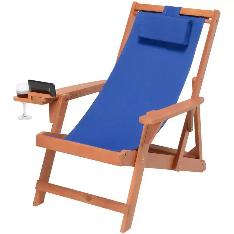 Chaise longue pliante Jiallo Romantic Collection avec porte-gobelet, support pour bouteille de vin et ottoman