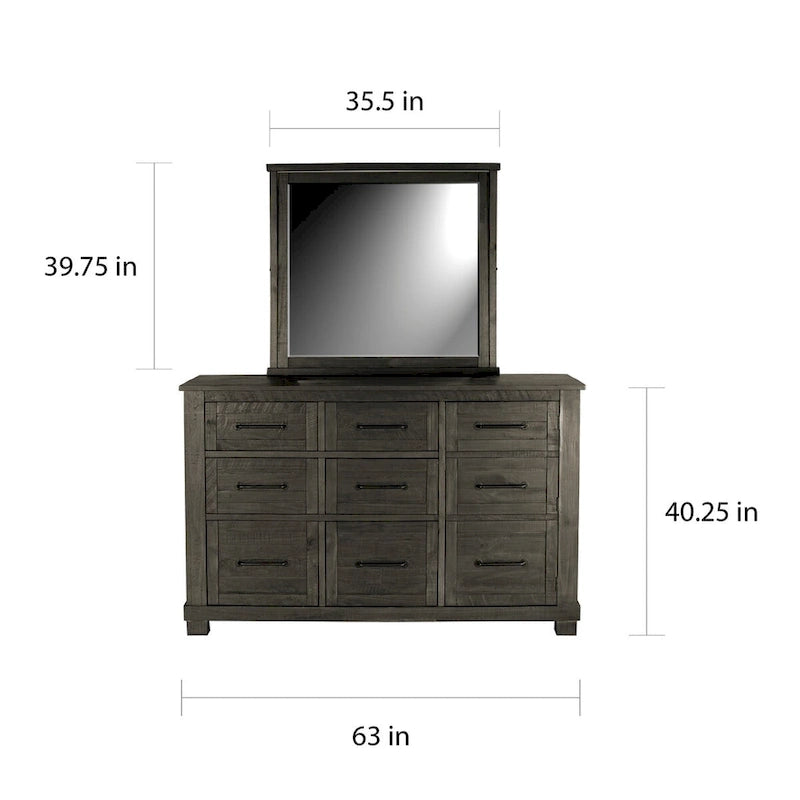 Collection de chambre à coucher 6 pièces Sharla en bois massif Simply Solid avec rangement