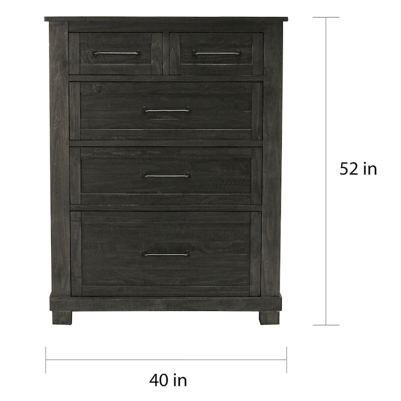 Collection de chambre à coucher 6 pièces Sharla en bois massif Simply Solid avec rangement