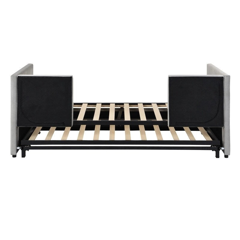 Lit de repos rembourré de taille double avec lit gigogne extensible