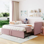 Lit de repos rembourré de taille double avec lit gigogne extensible