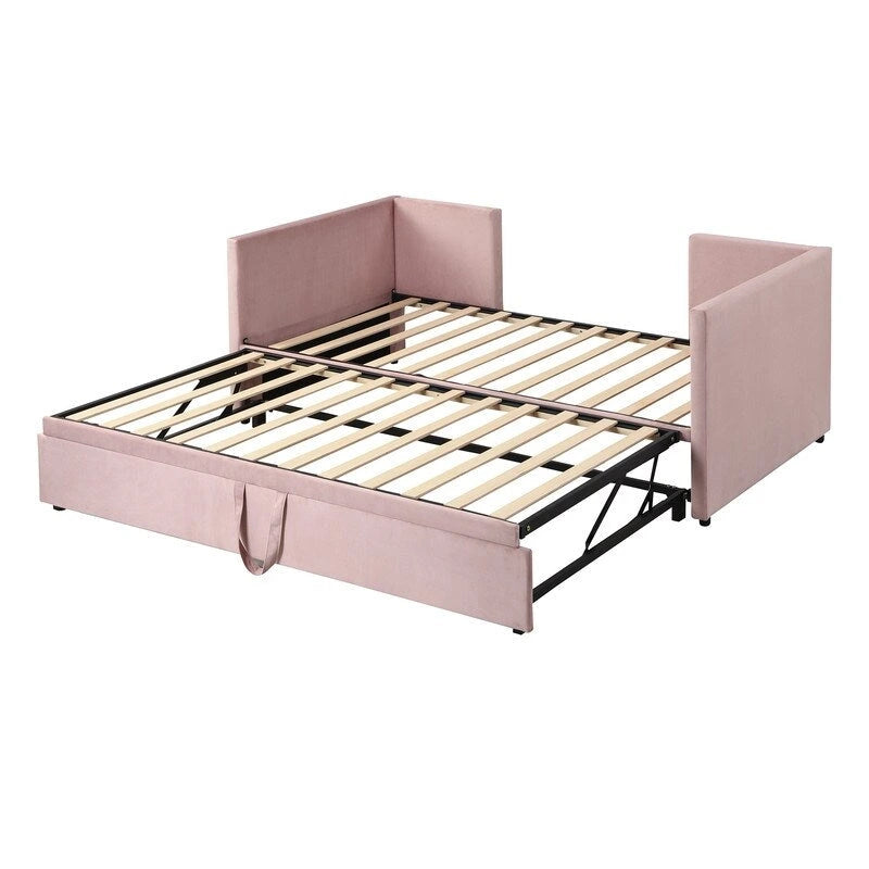 Lit de repos rembourré de taille double avec lit gigogne extensible