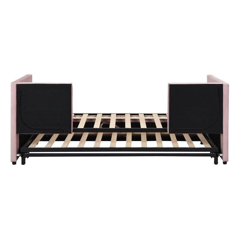 Lit de repos rembourré de taille double avec lit gigogne extensible