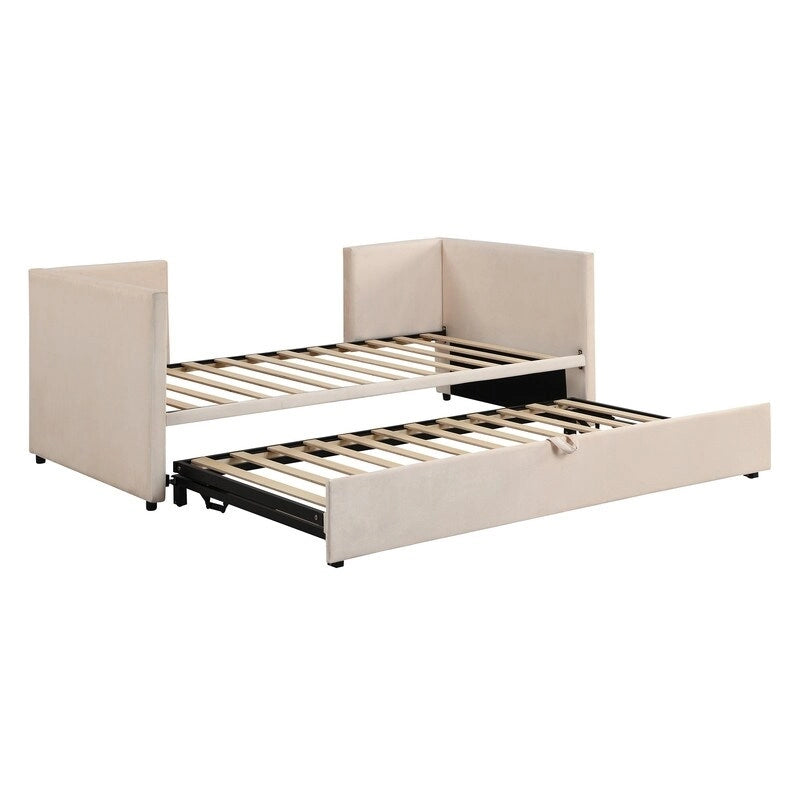 Lit de repos rembourré de taille double avec lit gigogne extensible