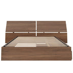 Lit de rangement avec tête de lit Nexera, Noyer